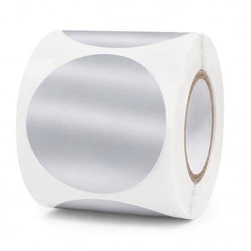 Round Metallic Silver Thermal Labels 2 Inch Vinyl Stickers 300 PCS - color: Matte Silver, size: 2 × 2 Inch