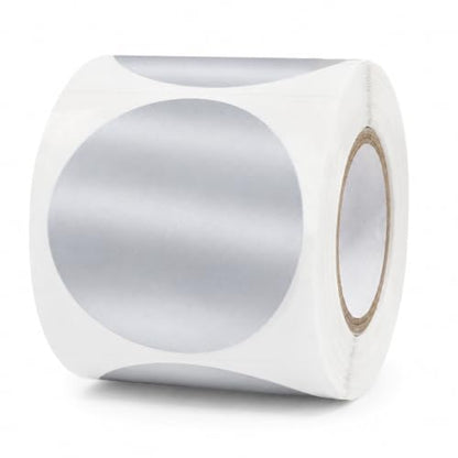Round Metallic Silver Thermal Labels 2 Inch Vinyl Stickers 300 PCS - color: Matte Silver, size: 2 × 2 Inch