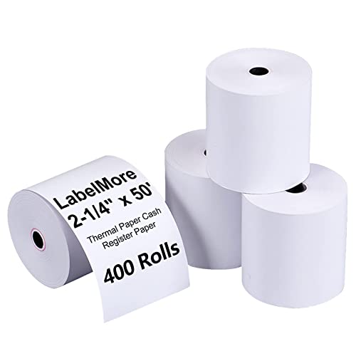 LabelMore 2 1/4" X 50' Thermal Receipt Paper, Credit Card Paper Rolls Thermal, Cash Register Roll, Premium Pos Printer Paper (400 Rolls) - size: 2 1/4" x 50' (400Rolls)