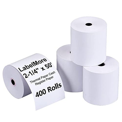 LabelMore 2 1/4" X 50' Thermal Receipt Paper, Credit Card Paper Rolls Thermal, Cash Register Roll, Premium Pos Printer Paper (400 Rolls) - size: 2 1/4" x 50' (400Rolls)