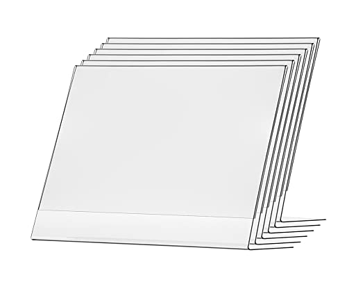 Marketing Holders 6 Pack Acrylic Sign Holder for 14" x 11" Printed Material Landscape Clear Slant Back Plexiglass Countertop Side Load Graphic Image Display Retail Stores Offices and Restaurants - size: 14"w x 11"h