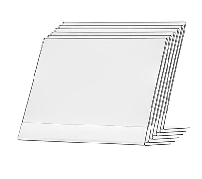 Marketing Holders 6 Pack Acrylic Sign Holder for 14" x 11" Printed Material Landscape Clear Slant Back Plexiglass Countertop Side Load Graphic Image Display Retail Stores Offices and Restaurants - size: 14"w x 11"h
