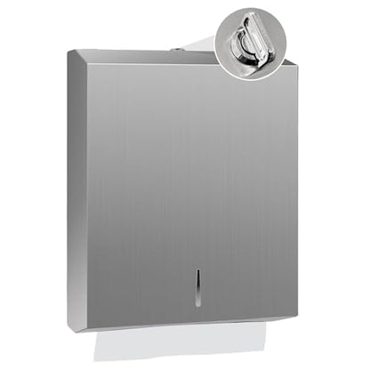 Stardrix Knob Latch (No Key Lock) Paper Towel Dispenser, Wall-Mount, Brushed Stainless Steel, Commercial Large Capacity, Fits 400 C-Fold / 525 Multi-Fold Towels - color: Brushed, size: 400 C Fold/525 Multi-Fold with Knob Latch