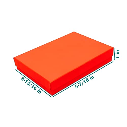 TheDisplayGuys 25 Cardboard Gift Jewelry Boxes w/Paddings #53-5.4x3.9x1 - color: Neon Orange