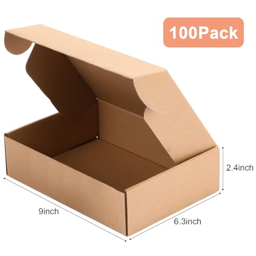Qilery 100 Pcs 9.06x6.3x2.36'' Shipping Boxes Corrugated - size: 9.06 x 6.3 x 2.36 inches