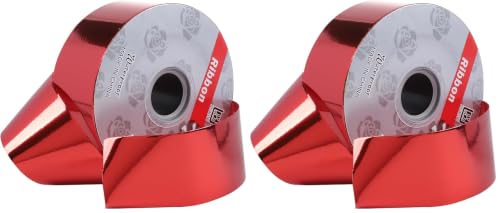 Shiny Waterproof Ribbon,Curling Ribbon for Gifts Package Wrapping,Crafting. (Red, 2inch x 100yards) (Pack of 2) - color: Red, size: 2inch x 100yards (Pack of 2)