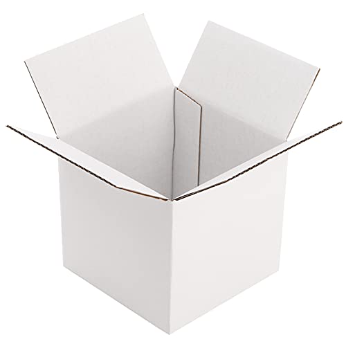 Peohud 40 Pack Small Shipping Boxes, 4 x 4 x 4 Inches White Corrugated Cardboard Box, Mailing Box for Shipping, Packing Storage, Gift Box, Recyclable