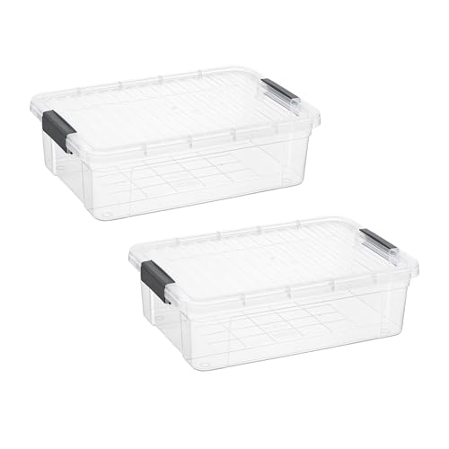 Superio 13.7 Quart Clear Plastic Storage Bin with Lid, Stackable Organizer Box, BPA-Free Storage Container for Home, Garage, School & Office, 2 Pack - size: 13.7 Quart