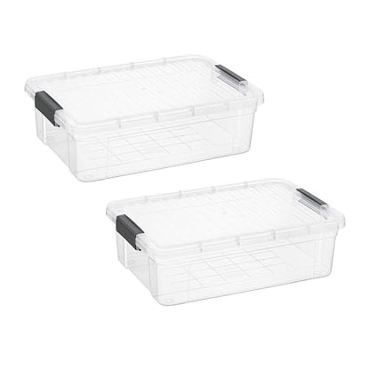 Superio 13.7 Quart Clear Plastic Storage Bin with Lid, Stackable Organizer Box, BPA-Free Storage Container for Home, Garage, School & Office, 2 Pack - size: 13.7 Quart