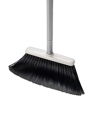 Long Handled Dustpan and Brush, Broom and Dustpan Set, Household Dust pan Combo with 54 Inch Handle for Indoor Outdoor Household Cleaning and Sweeping (Red and White) - color: Red and White