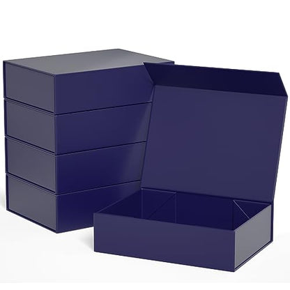 Blue Gift Boxes 11.9" x 8.5" x 3.3",Magnetic Closure Gift Box for Presents - color: Dark Blue/5PCS