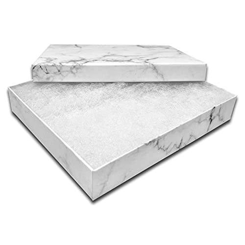 TheDisplayGuys 25 Cardboard Gift Jewelry Boxes w/Paddings #65-6.0x5.0x1 - color: Marble White