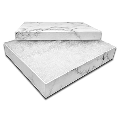 TheDisplayGuys 25 Cardboard Gift Jewelry Boxes w/Paddings #65-6.0x5.0x1 - color: Marble White