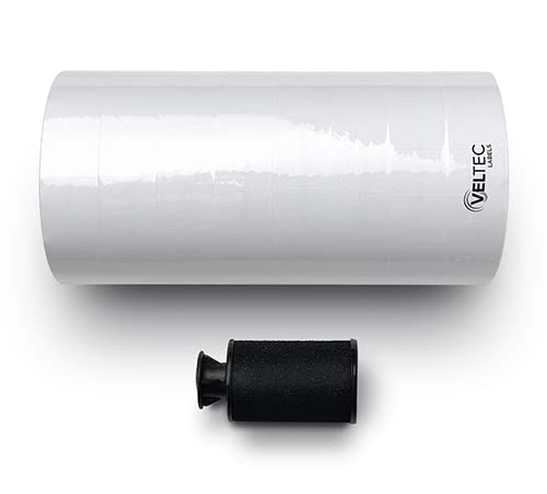 Veltec Pricing Labels for Monarch 1136 Labeler, 8 Rolls, 14,000 Two Line Labels, Ink Roller Included (White) - color: White