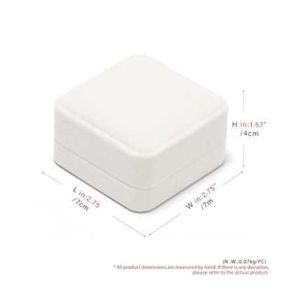 Beige Velvet Hinged Earring Gift Box - color: Beige