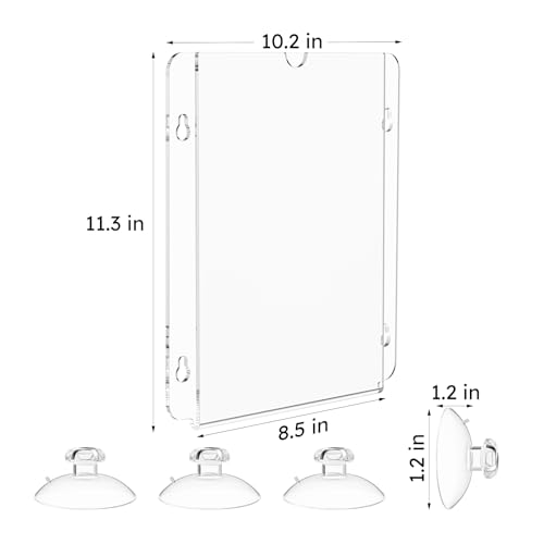 NIUBEE 12 Packs Acrylic Window Door Sign Holder with Suction Cup 8.5 x 11