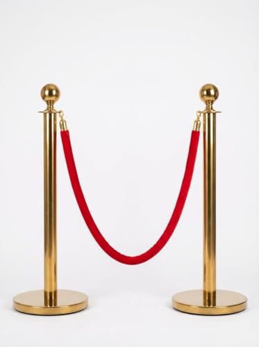 Red Carpet Ropes and Poles 2 Gold Stanchion Posts + 1 x Red Velvet Ropes - size: 2 Post I 1 Rope