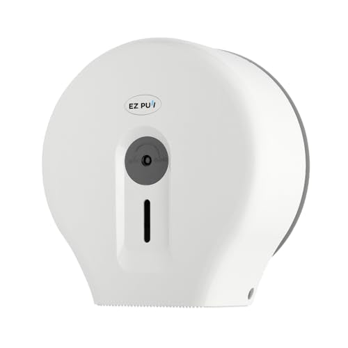EZ-Pull Wall-Mounted 9" Single Jumbo Toilet Tissue Paper Dispenser for Restroom/Office/Commercial/Industrial, White - style: White