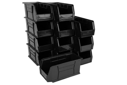 HE HUDSON EXCHANGE 11" x 5.5" x 5" (12 Pack) Plastic Stackable Storage Bin, Black - color: Black, size: 12 Pack