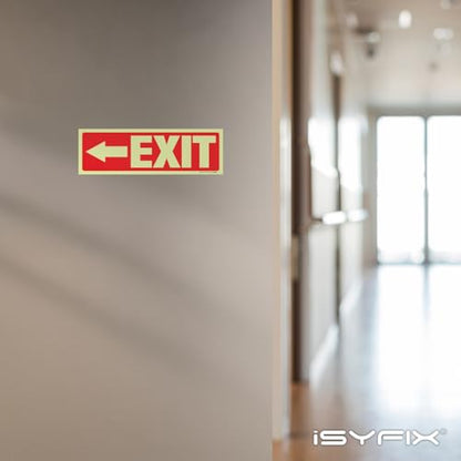 iSYFIX Exit Stickers Signs Left Arrow 2 Pack 12x4 Inch - color: Sticker Left Glow, size: 2 Pk 12x4
