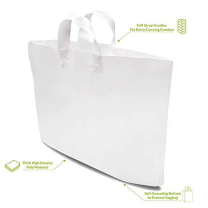 Prime Line Packaging Heavy Duty Plastic Shopping Bags, 19.5x4x15, 50 Pack - color: White