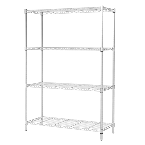 BestOffice | 4-Tier Wire Shelf | 36" x 14" x 54" | Chrome - color: Chrome, size: 36"D x 14"W x 54"H