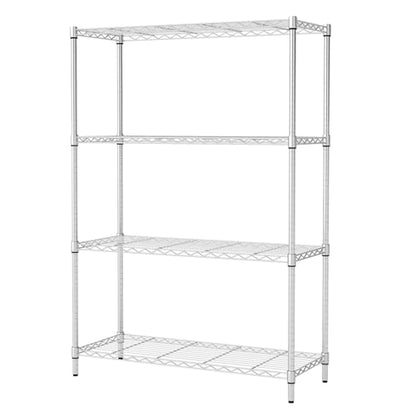BestOffice | 4-Tier Wire Shelf | 36" x 14" x 54" | Chrome - color: Chrome, size: 36"D x 14"W x 54"H
