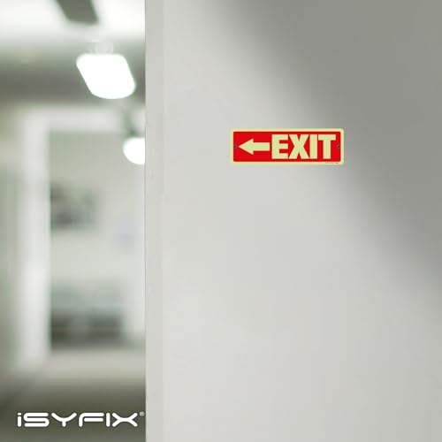 iSYFIX Exit Signs with Left Arrow, 12x4 Inch, 2 Pack - color: Metal Left Glow, size: 2 Pk 12x4