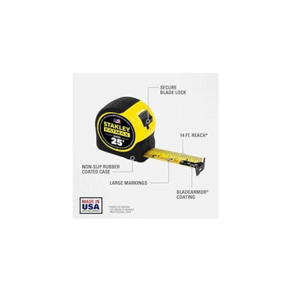 STANLEY FATMAX Tape Measure, 25-Foot (33-725) - color: Black, Yellow, size: 25 feet