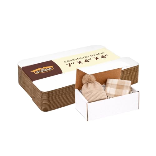 The Boxery Corrugated Mailers White Tuck Shipping Boxes (7x4x4) - size: 7x4x4