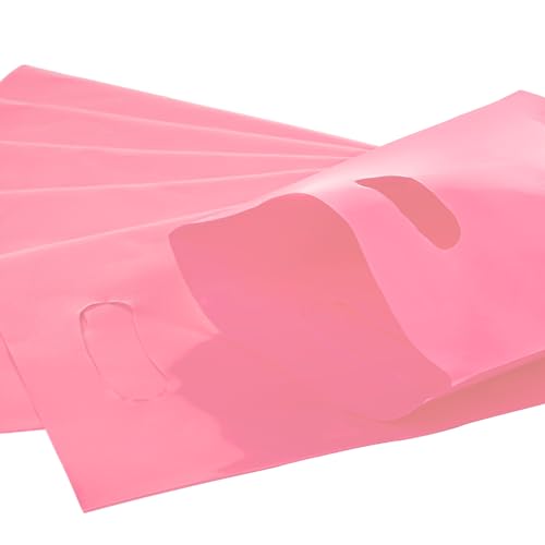 Pink 100 PCS Small Gift Bags, 6"x8" Goodie Party Favor Bags with Handle, Treat Retail Pouches for Kids Birthday, Christmas, Small Business - color: Pink-100PCS