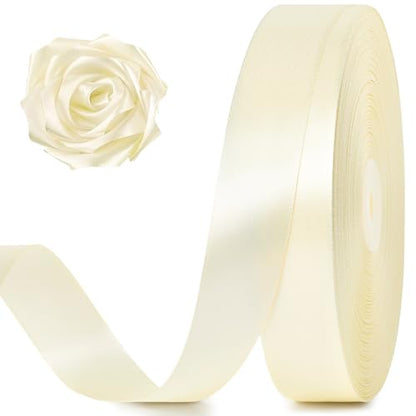 Ivory Satin Ribbon 1 Inch x 100 Yards - color: Ivory