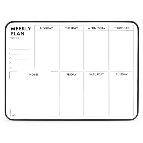 Double Sided Weekly Dry Erase Board with Stand 16"x12", to-do List White Board Calendar Dry Erase, Desktop Whiteboard Calendar, Schedule Board, Message Board, Menu Board for Home Office
