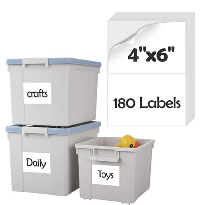Homrelaxy 180 Pcs 4"x6" Large Labels for Storage Bins, Removable Tote Label - color: White