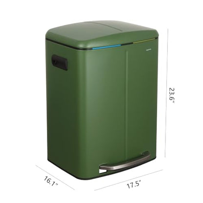 happimess Marco 10.6 Gal Double Bucket Step Trash Can, Pine Green - color: Pine Green
