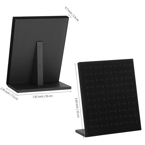 KUKUVR Velvet L-Shaped 50 Slots Ring Earring Holder Display Stand (Black) - color: Black