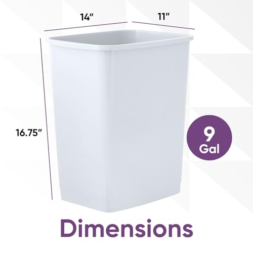 Superio Kitchen Trash Can 9 Gallon Slim Waste Bin 37 Qt Durable Plastic, Fit Small Spaces, Office, Bathroom, Under Counter (2, White) - color: 2, White, size: 9 Gallon