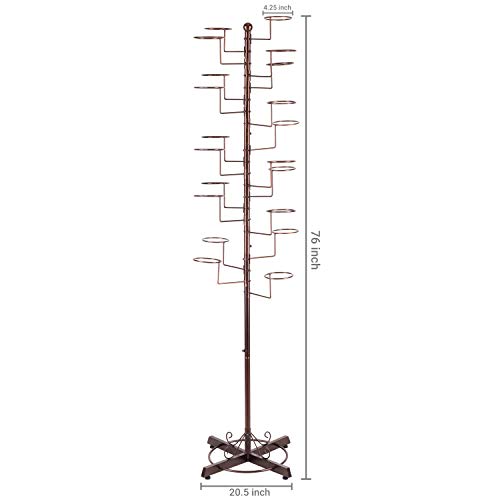 MyGift Hat Rack Tree with 20 Hooks, Cowboy Hat & Cap Display Stand - color: Dark Brown