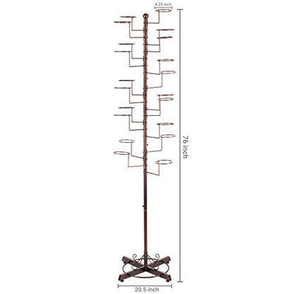 MyGift Hat Rack Tree with 20 Hooks, Cowboy Hat & Cap Display Stand - color: Dark Brown