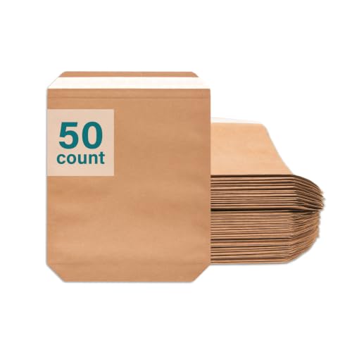 Elementree Small Recyclable Paper Mailers - 11" x 12.5" - 50 Count - Brown Expandable Envelopes & Shipping Bags - Made in the USA - Double-Walled Kraft Paper (00955) - size: Small