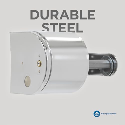 2-Roll Side-By-Side Covered Toilet Paper Dispenser by GP PRO (Georgia-Pacific), Key Lock, Chrome, 57320, 10.000" W x 6.250" D x 6.000" H, 1 Dispenser Per Case