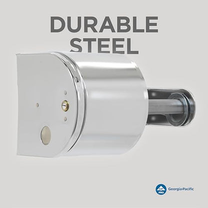 2-Roll Side-By-Side Covered Toilet Paper Dispenser by GP PRO (Georgia-Pacific), Key Lock, Chrome, 57320, 10.000" W x 6.250" D x 6.000" H, 1 Dispenser Per Case