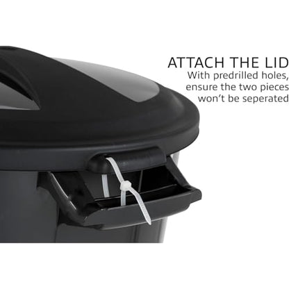 32 Gallon Trash can, Outdoor Garbage can with Handles & Click Lock Lid, Indoor or Outdoor Durable