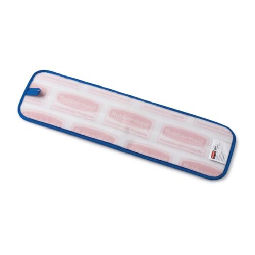 Rubbermaid Commercial Products HYGEN Microfiber Room Mop Pad, 18-Inch, Blue, Single-Sided, Damp Mop Head for Heavy-Duty Cleaning on Hardwood/Tile/Laminated Floors in Kitchen/Lobby/Office, Pack of 12