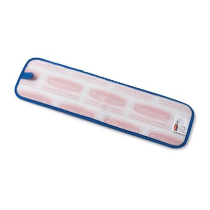 Rubbermaid Commercial Products HYGEN Microfiber Room Mop Pad, 18-Inch, Blue, Single-Sided, Damp Mop Head for Heavy-Duty Cleaning on Hardwood/Tile/Laminated Floors in Kitchen/Lobby/Office, Pack of 12