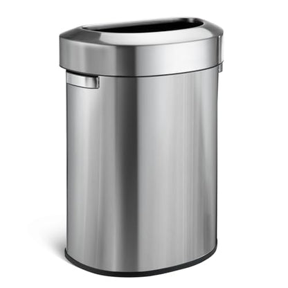 Home Zone Living 18 Gallon Commercial Trash Can with Removable Open Top Lid - color: Brushed Silver, size: D-Shaped