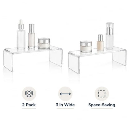 2 Pack Acrylic Medicine Cabinet Organizer Clear Shelves 2 Small - size: 2 x 11.4x3x3.7in
