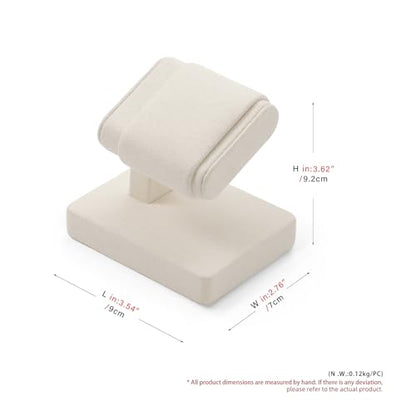 Beige Microfiber Single Watch Stand Wristwatch Display Holder - color: Beige