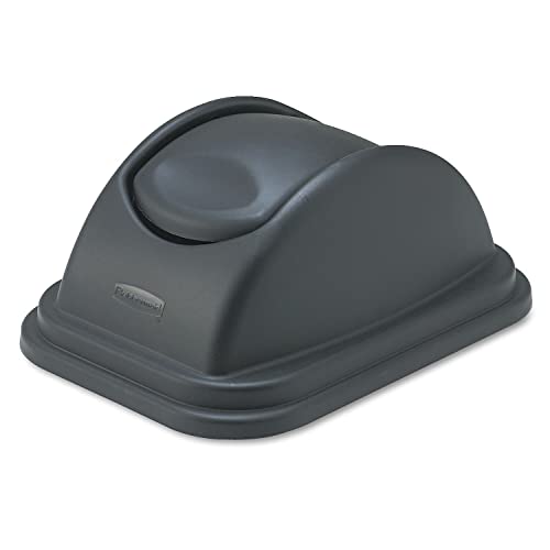 Rubbermaid Commercial Products Swing Top Wastebasket Lid, Compatible with 41QT/10.25G RCP Wastebaskets, Polypropylene, Black, Lid Only
