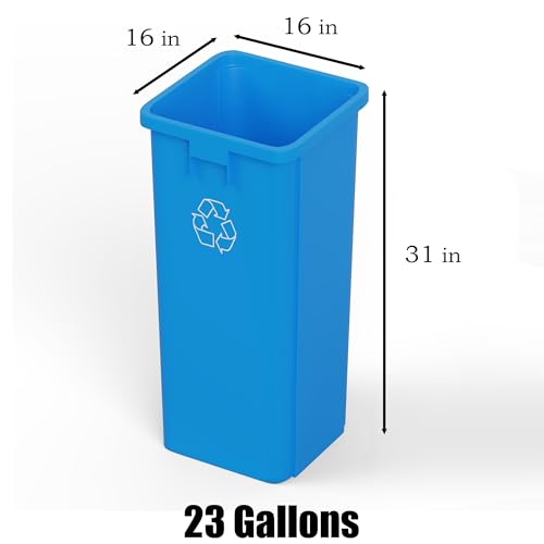23 Gallon Blue Square Commercial Trash Garbage Can | Outdoor Office Restaurant School Kitchen - color: Blue, size: 23 Gallon, style: Trash Can
